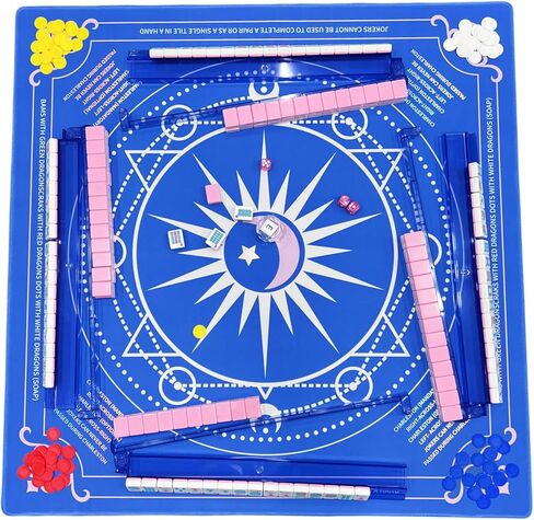bestcool Mahjong Racks with Pushers Set of 4, Mahjong Tile Holders with Dice, Racks with Attached Pushers, Mahjong Accessories and Supplies for Women(Blue-Pink) in Saudi Arabia