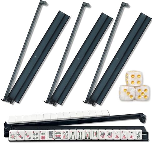 bestcool Mahjong Racks with Pushers Set of 4, Mahjong Tile Holders with Dice, Racks with Attached Pushers, Mahjong Accessories and Supplies for Women(Blue-Pink) in Saudi Arabia