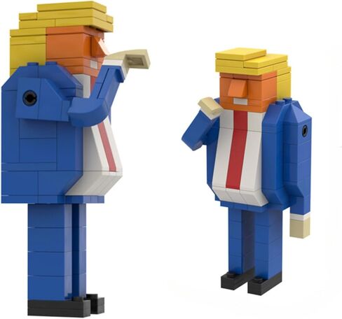 US President Donald Cartoon Character Figurine - Comical Buildable Blocks - Creative Desktop Display - Ideal for Adult Collectors - Unique Design, Express Your Individuality - Perfect Present Pick in Saudi Arabia