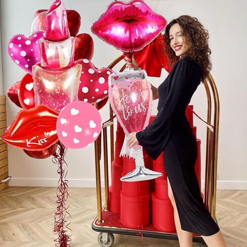 Galentines Day Balloons, Galentines Day Decorations Foil Balloons includes XOXO Lips Lipstick Balloons Galentines Day Decorations,Happy Galentines Day Balloons for Galentines Day Party in Saudi Arabia