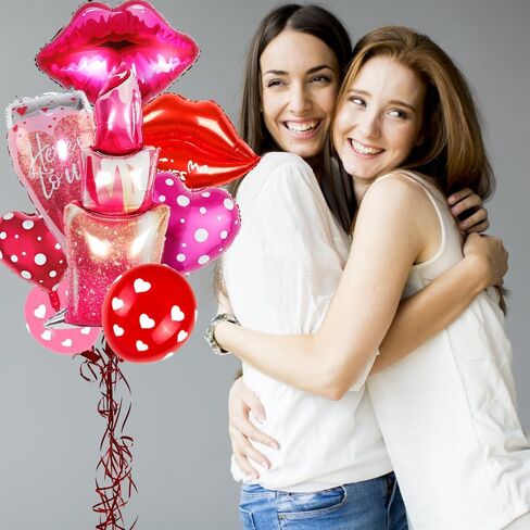 Galentines Day Balloons, Galentines Day Decorations Foil Balloons includes XOXO Lips Lipstick Balloons Galentines Day Decorations,Happy Galentines Day Balloons for Galentines Day Party in Saudi Arabia