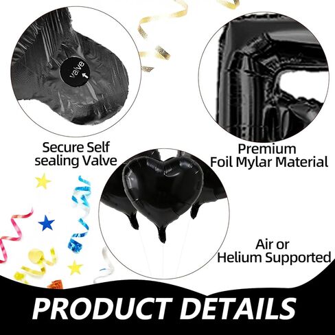 I Love You Heart Balloons with 500 Pieces Black Rose Petals, Black Foil Mylar Love Balloons for Him/Her Wedding Anniversary Engagement Valentine Day Romantic Decorations Special Night Party Supplies in Saudi Arabia