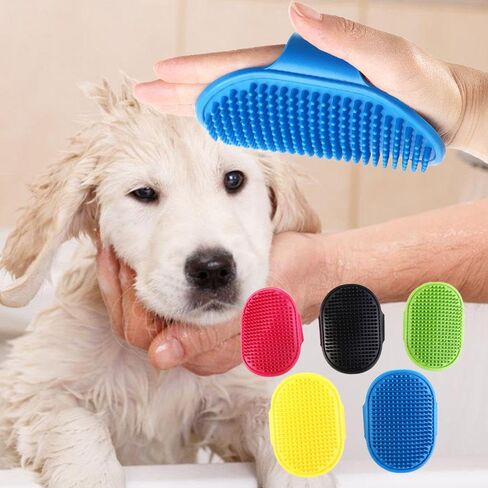 Pet Bath Brush Shower Soft Pet Supplies Removes Hairs Grooming Massage For Dog Cat Hair Cat Comb(Yellow) in Saudi Arabia