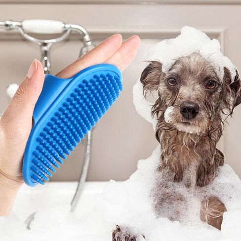 Pet Bath Brush Shower Soft Pet Supplies Removes Hairs Grooming Massage For Dog Cat Hair Cat Comb(Yellow) in Saudi Arabia