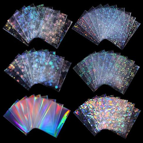 300 Pcs Photocard Sleeves Laser Flashing Photo Card Sleeves Heart Star Glass Rainbow Transparent Cards Protector for Photo Baseball Game Card Protective in Saudi Arabia