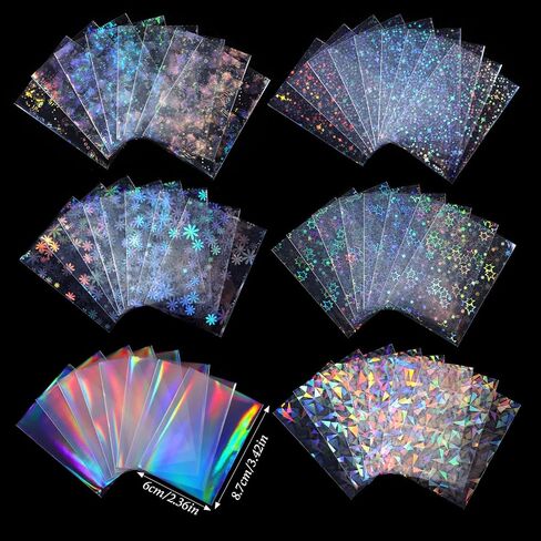300 Pcs Photocard Sleeves Laser Flashing Photo Card Sleeves Heart Star Glass Rainbow Transparent Cards Protector for Photo Baseball Game Card Protective in Saudi Arabia