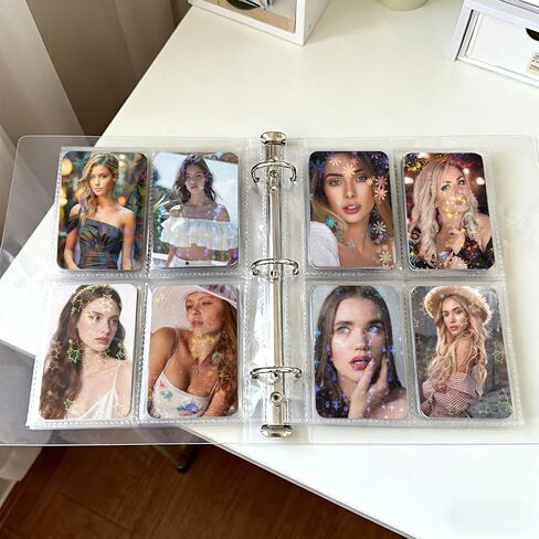 300 Pcs Photocard Sleeves Laser Flashing Photo Card Sleeves Heart Star Glass Rainbow Transparent Cards Protector for Photo Baseball Game Card Protective in Saudi Arabia