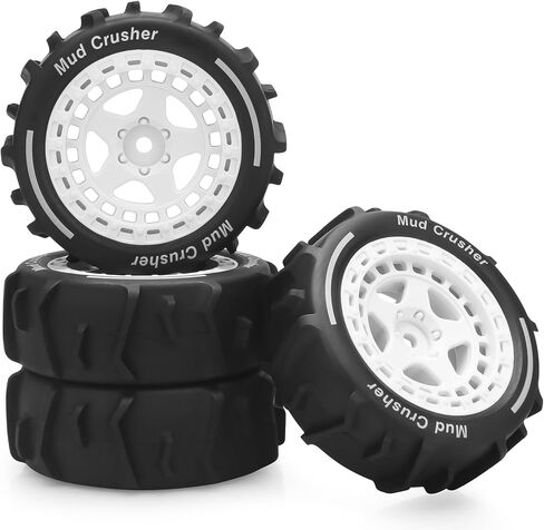 1/14 RC Wheels and Tires, daitoku 12mm Hex Hub RC Car Beach Tires for ARRMA 1/14 Typhon GROM - White in Saudi Arabia