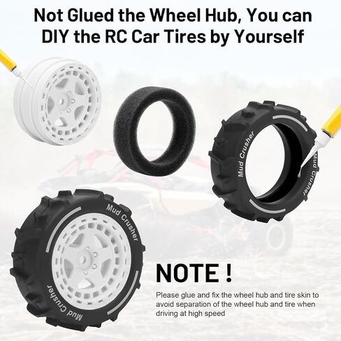 عجلات وإطارات 1/14 RC، إطارات Daitoku 12mm Hex Hub RC Car Beach لـ ARRMA 1/14 Typhon GROM - أبيض in Kuwait