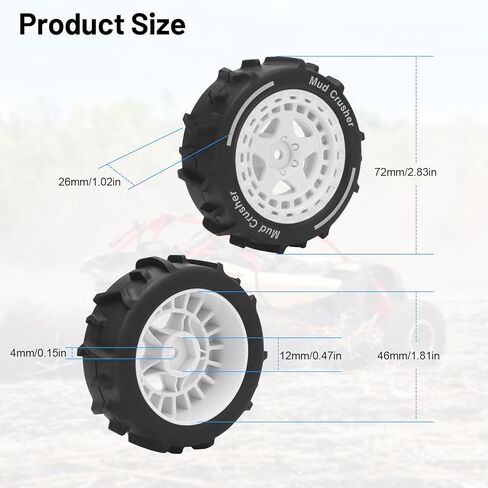 عجلات وإطارات 1/14 RC، إطارات Daitoku 12mm Hex Hub RC Car Beach لـ ARRMA 1/14 Typhon GROM - أبيض in Kuwait