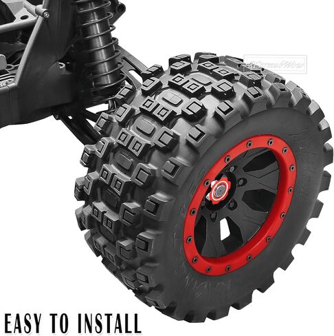 MX43 RC Wheels and Tires Truck Tires for 1/5 KRATON 8S EXB AVC 4X4 RTR,1/5 Outcast 8S EXB AVC 4X4 RTR,1/5 X-MAXX 8S,Pro-line Racing Badlands Tires w/Wheel Hex,4PCS,Red in Saudi Arabia