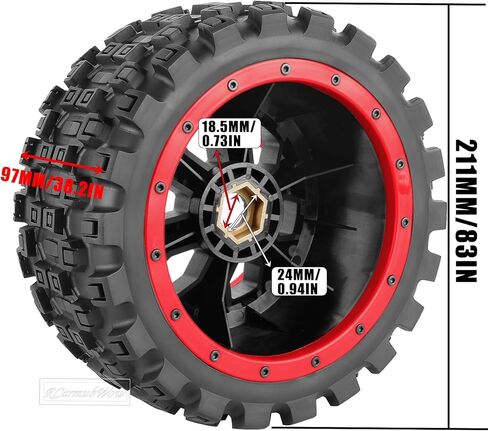 MX43 RC Wheels and Tires Truck Tires for 1/5 KRATON 8S EXB AVC 4X4 RTR,1/5 Outcast 8S EXB AVC 4X4 RTR,1/5 X-MAXX 8S,Pro-line Racing Badlands Tires w/Wheel Hex,4PCS,Red in Saudi Arabia