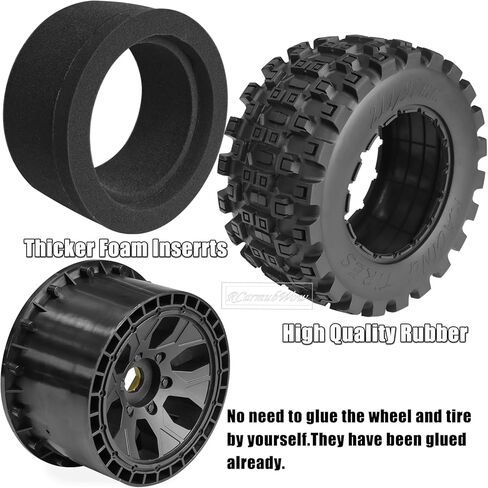MX43 RC Wheels and Tires Truck Tires for 1/5 KRATON 8S EXB AVC 4X4 RTR,1/5 Outcast 8S EXB AVC 4X4 RTR,1/5 X-MAXX 8S,Pro-line Racing Badlands Tires w/Wheel Hex,4PCS,Red in Saudi Arabia