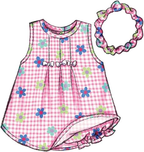 BUTTERICK PATTERNS B3405 Infants' Dress, Top, Romper, Panties, Hat & Headband, Size LRG (L-XL) in Saudi Arabia