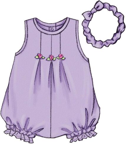 BUTTERICK PATTERNS B3405 Infants' Dress, Top, Romper, Panties, Hat & Headband, Size LRG (L-XL) in Saudi Arabia