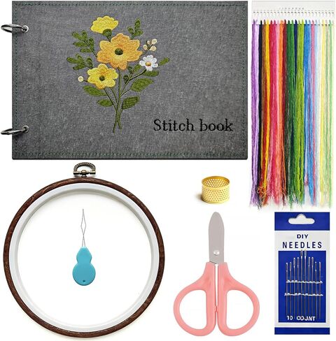 NFEHGXAE 2026 New: Embroidery Stitch Sampler Book Kit with 106 Stitches for Beginners & Adults | Complete Embroidery Kit with Patterns, Guide & Tools | Learn to Stitch - The Gift for Women in Saudi Arabia