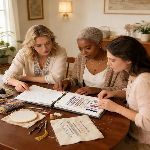 NFEHGXAE 2026 New: Embroidery Stitch Sampler Book Kit with 106 Stitches for Beginners & Adults | Complete Embroidery Kit with Patterns, Guide & Tools | Learn to Stitch - The Gift for Women in Saudi Arabia