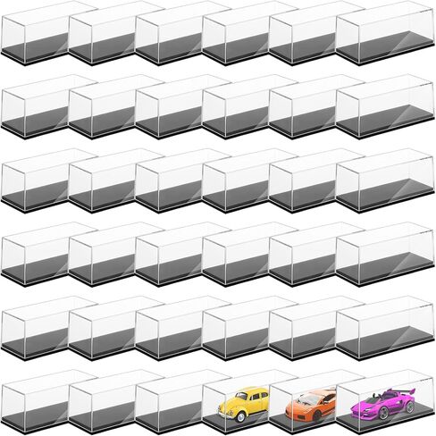 36 PCS Clear Model Cars Display Case,Toy Car Display Organizer Storage Case Fit for 1/64 Car Model,Clear Acrylic Display Box with Black Base for Hot Wheels Car(4.17 x 1.81 x 1.81 in) in Saudi Arabia