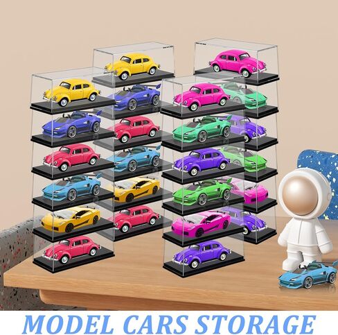 36 PCS Clear Model Cars Display Case,Toy Car Display Organizer Storage Case Fit for 1/64 Car Model,Clear Acrylic Display Box with Black Base for Hot Wheels Car(4.17 x 1.81 x 1.81 in) in Saudi Arabia