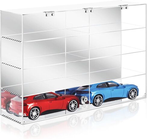 Juexica 1: 18 مقياس Diecast عرض حالة شفافة لعبة أكريليك نموذج سيارات خزانة عرض تخزين مثبت على الحائط، قابلة للقفل مع مرآة خلفية (23.62 × 15.75 × 6.1 بوصة) in Kuwait