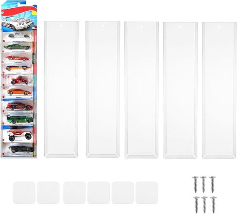 6 Pack Clear Display Case for Packaged Model Cars 16.7 x 4.4Inch Wall Storage Model Car Display Cases Holds up to 60 Cars Toy Car Storage Organizer Display Shelf Rack Compatible with Hot Wheels in Saudi Arabia