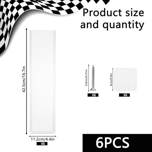 6 Pack Clear Display Case for Packaged Model Cars 16.7 x 4.4Inch Wall Storage Model Car Display Cases Holds up to 60 Cars Toy Car Storage Organizer Display Shelf Rack Compatible with Hot Wheels in Saudi Arabia