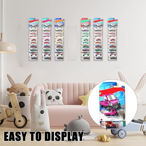 6 Pack Clear Display Case for Packaged Model Cars 16.7 x 4.4Inch Wall Storage Model Car Display Cases Holds up to 60 Cars Toy Car Storage Organizer Display Shelf Rack Compatible with Hot Wheels in Saudi Arabia