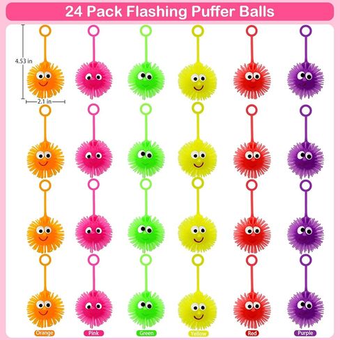 24 Pack Valentines LED Puffy Ball Toys ,Valentines Day Gifts with Valentine Cards Flashing Spiky Ball Toys Bulk Stress Relief School Classroom Prizes for Kids Boy Girl Exchange Gifts Party Favors in Saudi Arabia