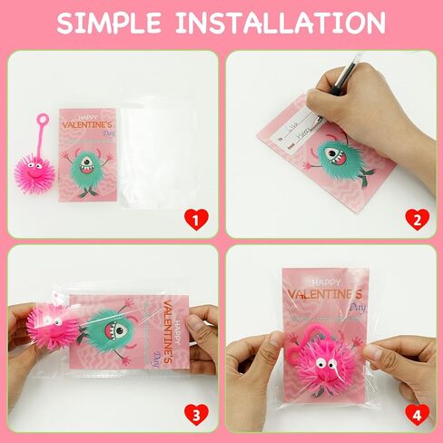 24 Pack Valentines LED Puffy Ball Toys ,Valentines Day Gifts with Valentine Cards Flashing Spiky Ball Toys Bulk Stress Relief School Classroom Prizes for Kids Boy Girl Exchange Gifts Party Favors in Saudi Arabia