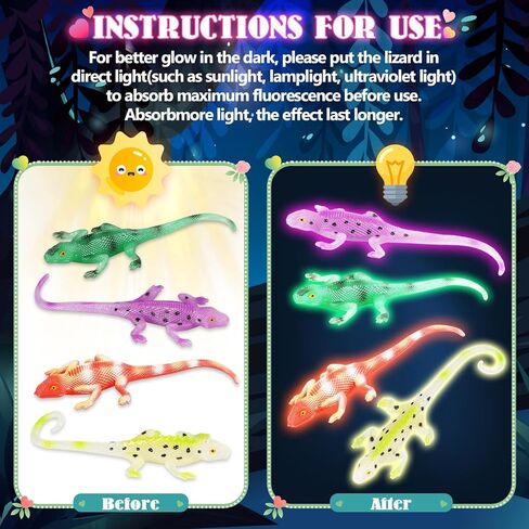 24 Pack Valentine's Day Cards for Kids with Glow in The Dark Lizard Toys, Valentines Day Gifts for Kids School Classroom Exchange, Valentine's Party Favors & Prizes for Kids in Saudi Arabia