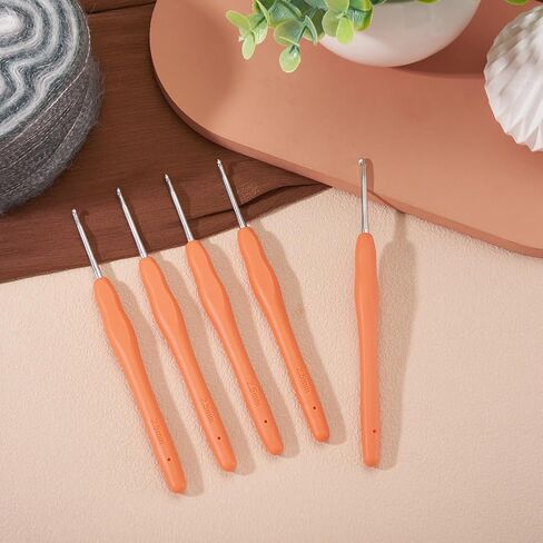 5Pcs Purple Aluminum Crochet Hook Needles Colored Metal Head Solid Soft Handle Sweater Hand Knitting Tool Wool Crochet for Sweater Hand Knitting DIY Yarn Crafts 140x13.5mm in Saudi Arabia