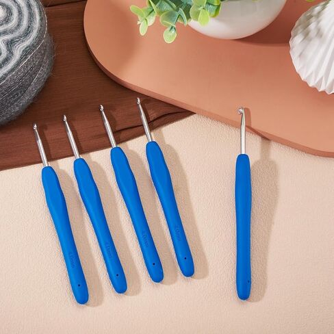 5Pcs Purple Aluminum Crochet Hook Needles Colored Metal Head Solid Soft Handle Sweater Hand Knitting Tool Wool Crochet for Sweater Hand Knitting DIY Yarn Crafts 140x13.5mm in Saudi Arabia