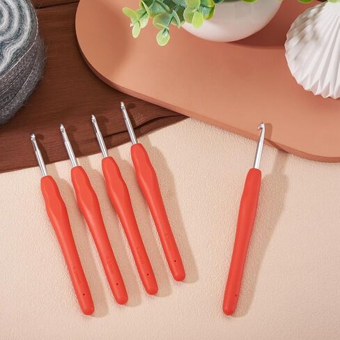 5Pcs Purple Aluminum Crochet Hook Needles Colored Metal Head Solid Soft Handle Sweater Hand Knitting Tool Wool Crochet for Sweater Hand Knitting DIY Yarn Crafts 140x13.5mm in Saudi Arabia