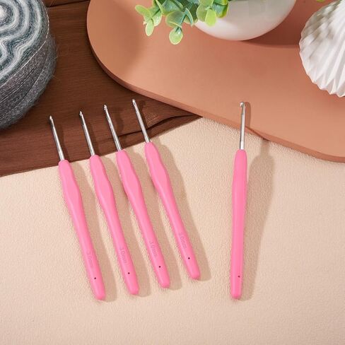 5Pcs Purple Aluminum Crochet Hook Needles Colored Metal Head Solid Soft Handle Sweater Hand Knitting Tool Wool Crochet for Sweater Hand Knitting DIY Yarn Crafts 140x13.5mm in Saudi Arabia