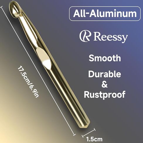 7PCS Ergonomic Crochet Hooks Set, Jumbo Ergonomic Metal Crochet Needles (6.5-15mm), Crochet Hook Set for Chunky Yarn, Blankets, Rugs, Crochet Hooks for Beginners & Adults in Kuwait