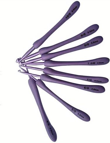 8PCS Purple Crochet Hooks Set Plastic Handle Knitting Needles for Hats Sweaters Socks Scarves Weaving (Purple) in Saudi Arabia