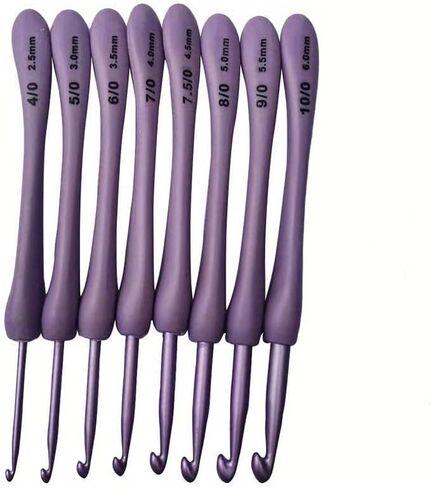 8PCS Purple Crochet Hooks Set Plastic Handle Knitting Needles for Hats Sweaters Socks Scarves Weaving (Purple) in Saudi Arabia