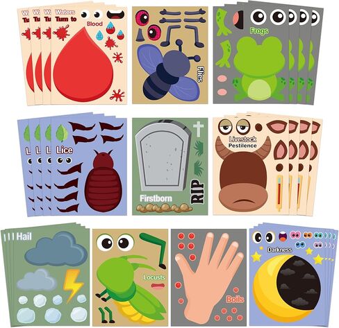 CY2SIDE Purim Character Face Sticker - 40PCS Make Your Own Jewish Religious Story Sticker for School Reward DIY Jewish Purim Day Party Supplies for Sunday School Classroom Activities in Saudi Arabia