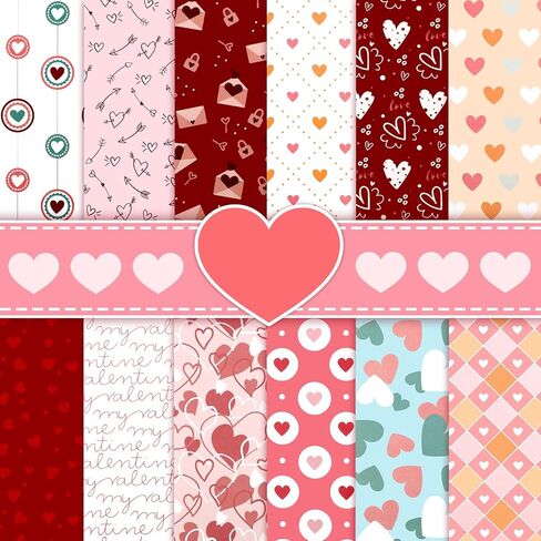 Konsait 24 Sheet Valentine's Day Pattern Paper Love Scrapbook Supplies Single Sided 6x6 Scrapbook Paper Valentine Supplies for Diy Making Greeting Cards and Decorating Photo Albums in Saudi Arabia