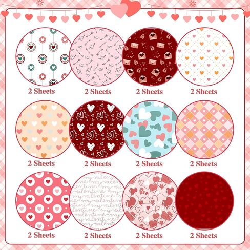 Konsait 24 Sheet Valentine's Day Pattern Paper Love Scrapbook Supplies Single Sided 6x6 Scrapbook Paper Valentine Supplies for Diy Making Greeting Cards and Decorating Photo Albums in Saudi Arabia