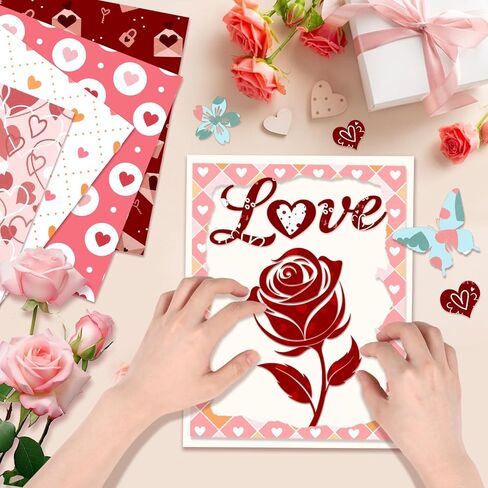 Konsait 24 Sheet Valentine's Day Pattern Paper Love Scrapbook Supplies Single Sided 6x6 Scrapbook Paper Valentine Supplies for Diy Making Greeting Cards and Decorating Photo Albums in Saudi Arabia