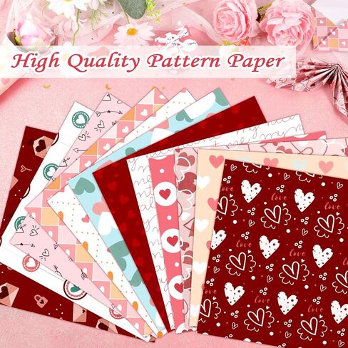 Konsait 24 Sheet Valentine's Day Pattern Paper Love Scrapbook Supplies Single Sided 6x6 Scrapbook Paper Valentine Supplies for Diy Making Greeting Cards and Decorating Photo Albums in Saudi Arabia