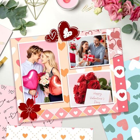 Konsait 24 Sheet Valentine's Day Pattern Paper Love Scrapbook Supplies Single Sided 6x6 Scrapbook Paper Valentine Supplies for Diy Making Greeting Cards and Decorating Photo Albums in Saudi Arabia
