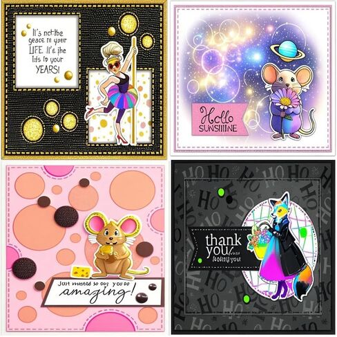 4 Cute Mice Set -Sentiments Rubber Clear Stamps Set for Card Making Acrylic Stamp Block Tools with Grid Lines Craft Supplies DIY Scrapbooking Notebook Stamps in Saudi Arabia