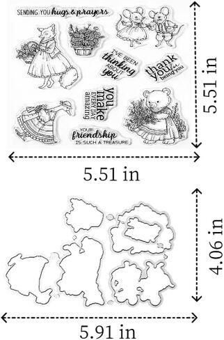4 Cute Mice Set -Sentiments Rubber Clear Stamps Set for Card Making Acrylic Stamp Block Tools with Grid Lines Craft Supplies DIY Scrapbooking Notebook Stamps in Saudi Arabia