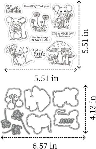 4 Cute Mice Set -Sentiments Rubber Clear Stamps Set for Card Making Acrylic Stamp Block Tools with Grid Lines Craft Supplies DIY Scrapbooking Notebook Stamps in Saudi Arabia