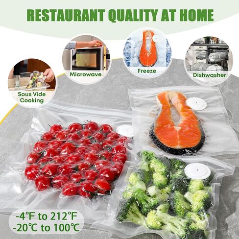 Vacuum Sealer Bags, 60 Pack Reusable BPA-Free Food Storage Bags | 30 Count 10x13 & 30 Count 8x10 Inches | Leakproof, Odorless for Freezer, Sous Vide, Meal Prep | Great for Home for Home Chefs in Kuwait