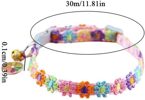 Generic Cats Collar Colorful Lace Universal Pet Decorative Dress Up Clothing Safety Buckle Kitten Puppy for(Blue Pink Flower) in Saudi Arabia