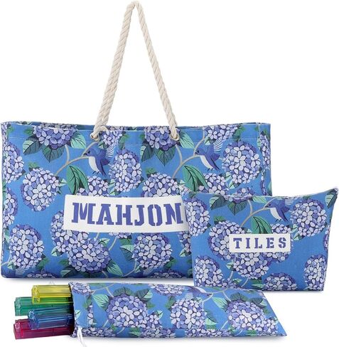 3 Pcs Empty Mahjong Bags Set for Tiles and Racks 24 x 13 x 4.7 Inches Floral American Mahjong Carrying Bag Tiles Bag Drawstring Protective Sleeve for Rack Party Travel, Case Only(Wildflower) in Saudi Arabia