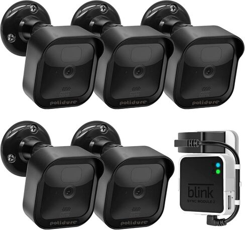 3rd Gen Blink Outdoor Camera Mount Bracket,360 Degree Adjustable Mount and Weatherproof Protective Housing with Blink Sync Module 2 Outlet Mount for Blink Camera System (Black 5Pack) in Saudi Arabia